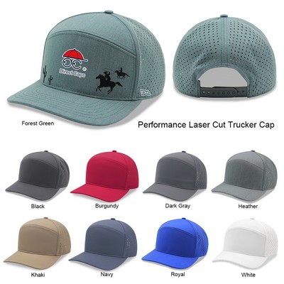 7 Panel Golf Trucker Cap w/Laser Cut Mesh Back